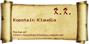 Kopstein Klaudia névjegykártya